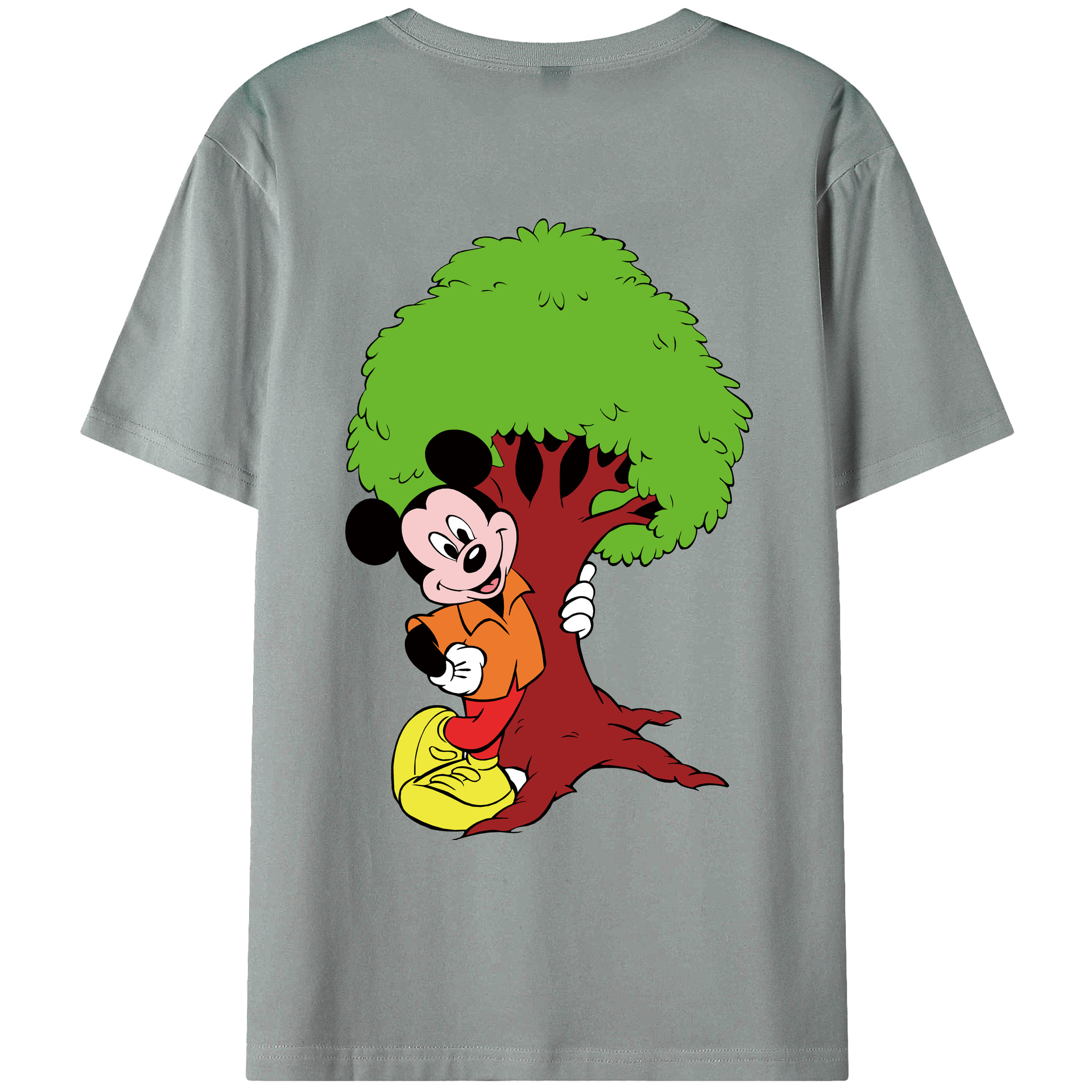 ミッキーマウス Mickey Mouse 綿100％ メンズ半袖Tシャツ（バックプリント） 通気性